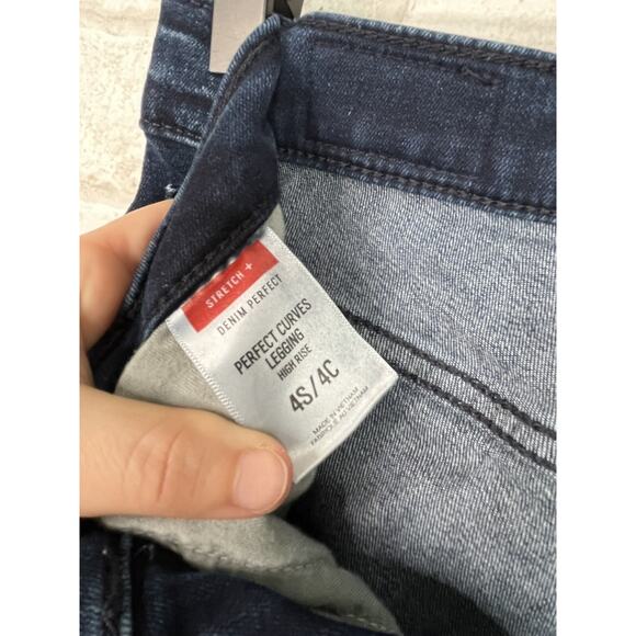 Express Perfect Curve High Rise Legging Dark Wash Blue Jeans - Picture 9 of 13